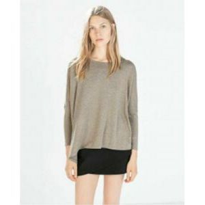 Zara Asymetric Nude Beige Blouse Medium